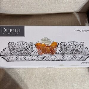 Dublin Collection Clear Crystal Condiment Server Set